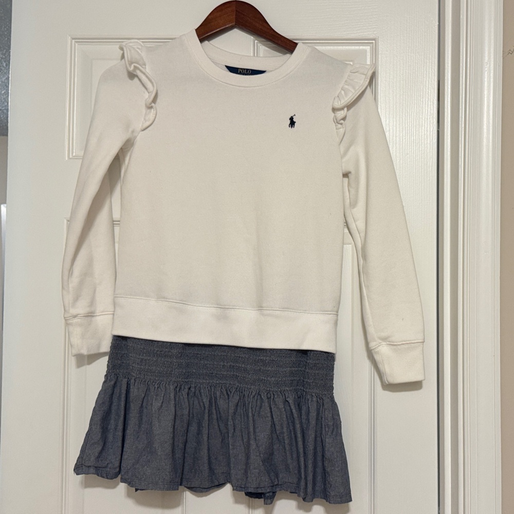 Polo by Ralph Lauren White and Gray Kids Casual Dress